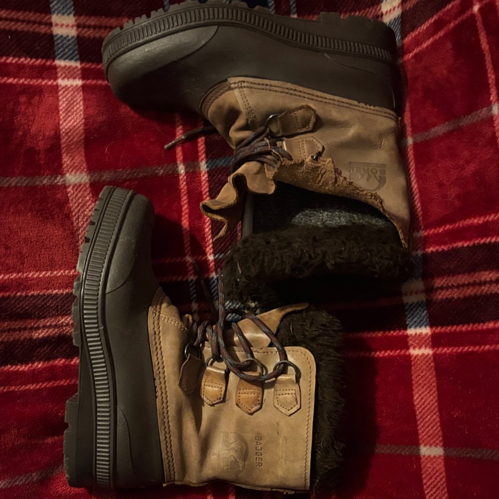 Sorel Tan and Brown Winter Boots with Fur